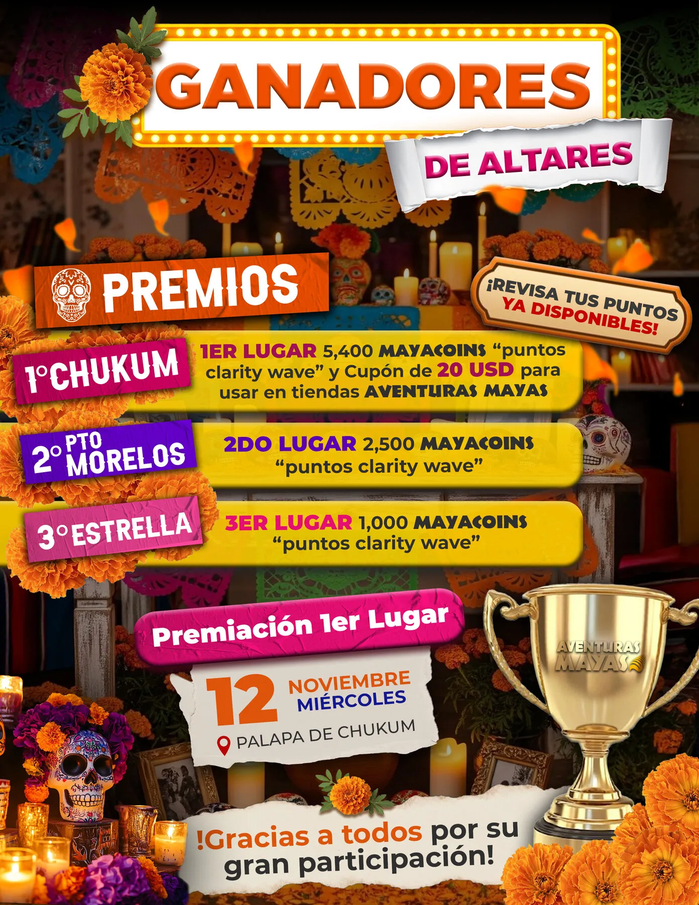 Cartel de ganadores del concurso de altares