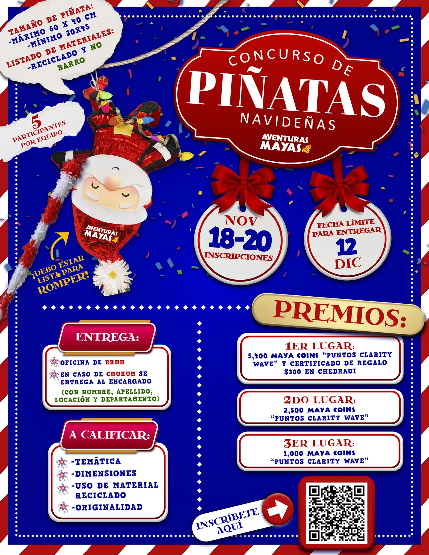 Flyer del concurso de piñatas navideñas