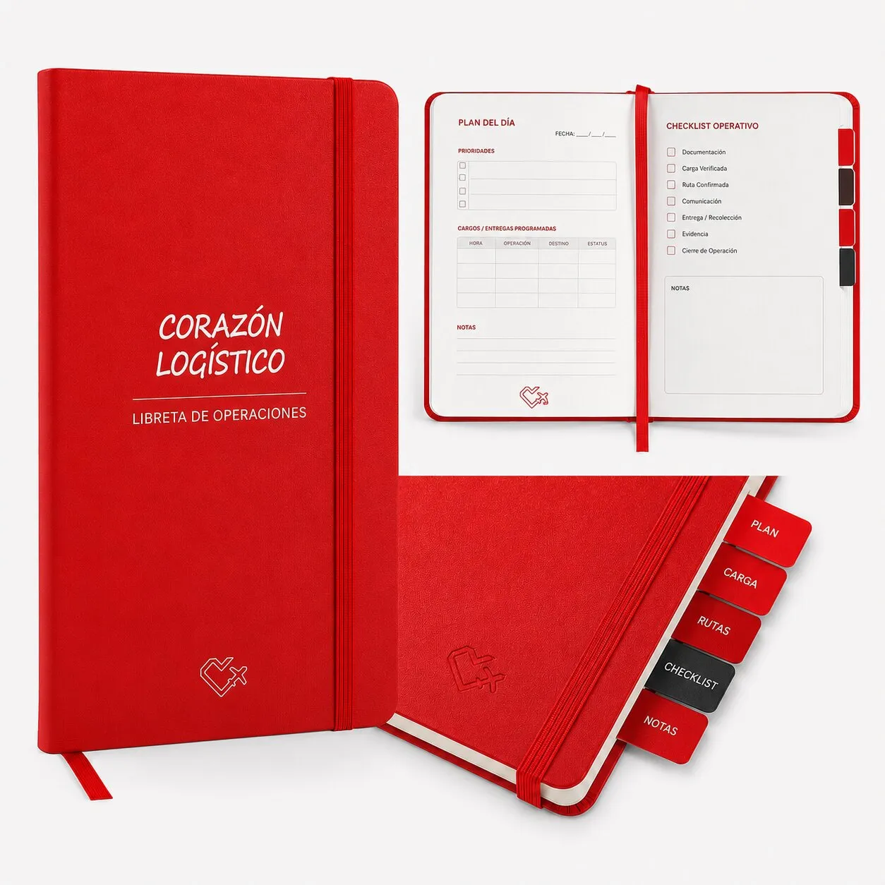 Libretas con la identidad de Corazón Logístico